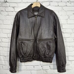 Vintage Wilsons Leather Bomber Jacket Men's Size L Removeable‎ Liner 1988 Brown